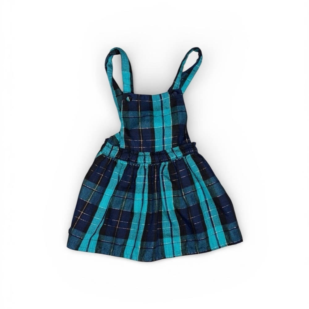 253. Tommy Bahama Kids Plaid Overalls - Blue and Black Girls Size 4